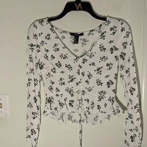 White sheer semi floral crop-top